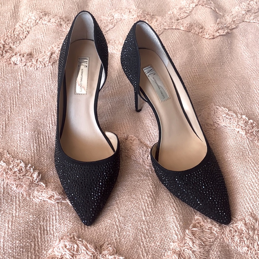 INC Kenjay d’Orsay black bling pumps.